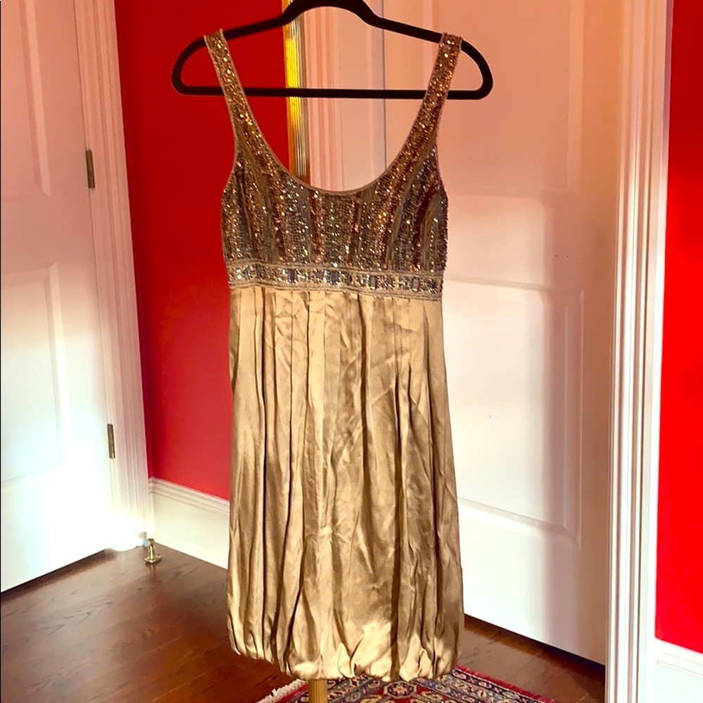 Sue Wong Brown Beaded Dress Sz 4